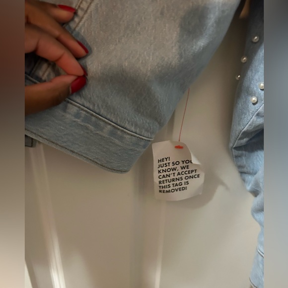 ASOS Curve Luxe Pearl Denim Jacket - Picture 11 of 11